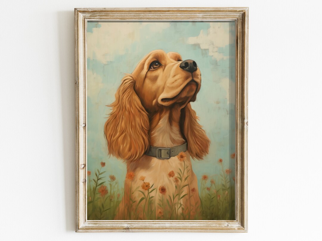 Cocker Spaniel Wall Art - Printable Art - Vintage Dog Portrait Amidst ...
