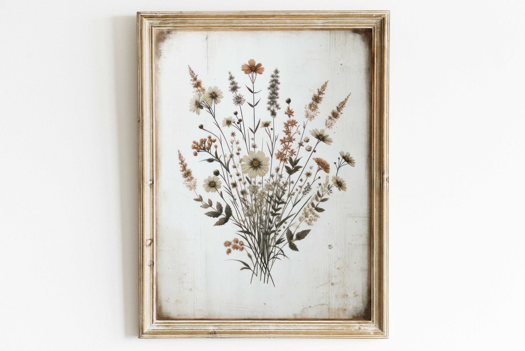Rustic Floral Print, Wildflower Art Print, Minimalist Flower Wall Art ...