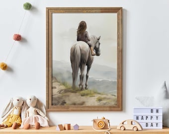 Horse Art for Girls, Horse Nursery Decor, Horse Gift Young Girl, Horse Decor Girl Room, Horse Lover Wall Art, Printable Horse Decor for Girl
