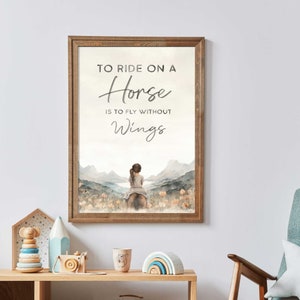 Vintage Horse Girls Room Decor, Horse Nursery Print, Inspiring Quote Wall Art, Horse Lovers Gift, Girl&#39;s Room Decor, Printable Printable Art