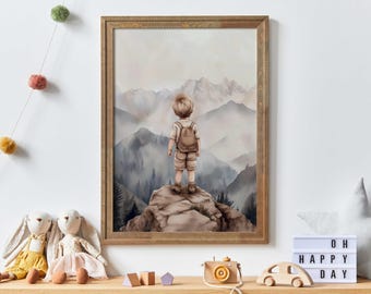 Boy Adventure Nursery Decor, Mountain Nursery Art, Hiking Print, Adventure Boys Room, Bedroom & Playroom Decor, Printable Boy Wall Art