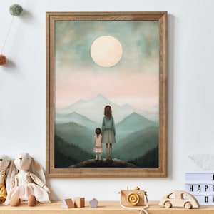 Moeder-dochter Bond-print, avontuurlijke kunst aan de muur, cadeau voor moeders, rustiek decor meisje kinderkamer, vintage kunst voor meisjes, afdrukbare kunst