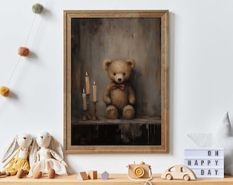 Teddy Bear Wall Art, Rustic Nursery Decor, Gender Neutral Nursery Decor, Baby Room Decor, Cute Kids Room Art, PRINTABLE Nursery Wall Art