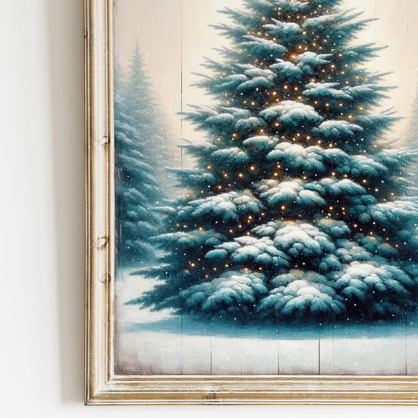 モミの木の壁アート、クリスマスツリーの絵画、ヴィンテージクリスマス