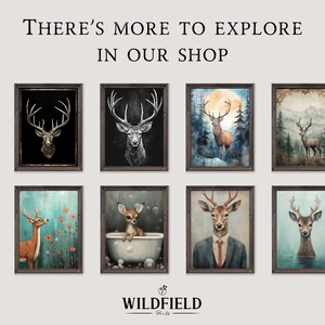 Deer Wall Art, Forest Wall Decor, Rustic Nature Print, Vintage Animal Print, Vintage Home Decor, Landscape Painting, Printable Art image 10