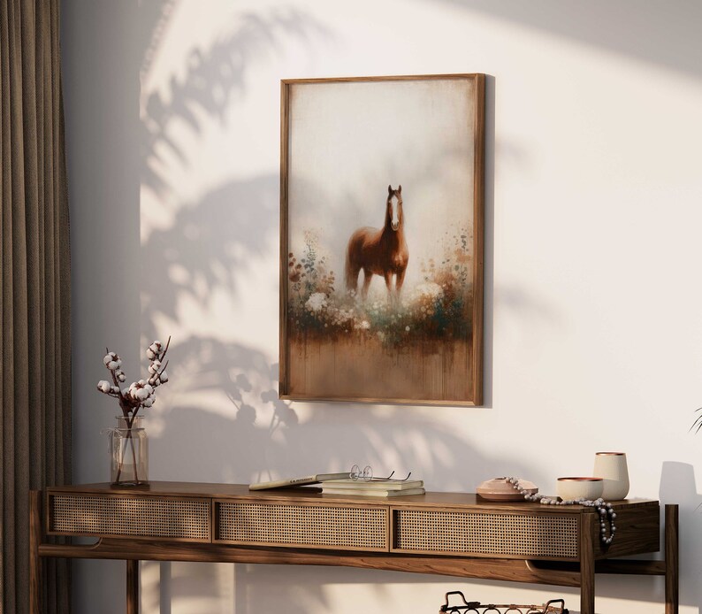 Vintage Horse Painting, Horse Owner Gift, Farmhouse Decor, Equestrian Art, Horse Wall Art, Horse Gifts Women, PRINTABLE Horse Wall Decor image 6