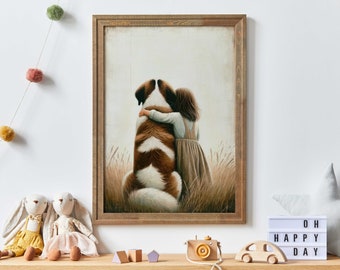 絵画　絵 額付(白）油絵　 uF6-071719　可愛い子犬と女の子 絵画 絵 額付(白）油絵 uF6-071719 可愛い子犬と女の子 絵画 絵