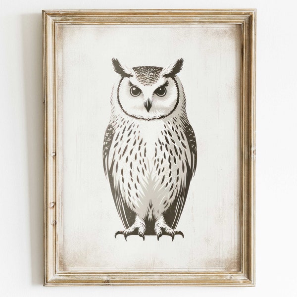 Owl Wall Art, Owl Nursery Decor, Vintage Owl Painting, Forest Animal Print, Bird Wall Decor, Owl Kids RoomDecor, Printable Owl Wall Decor