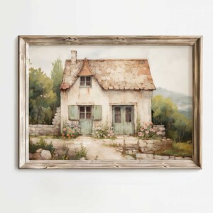 Steinhaus Druck, Cottage Malerei, Wanddekoration auf dem Land, rustikale Bauernhaus Dekoration, Wandkunst im Landhausstil, DRUCKBARE Wandkunst