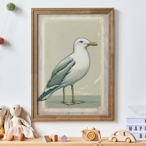 Seagull Print, Sea Bird Wall Art, Bird Art, Nautical Nursery Decor, Sea & Coastal Wall Decor Kids, Sea Wall Art Kids, Printable Ocean Art