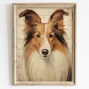 Vintage Collie Print, Rustic Dog Decor, Collie Portrait, Printable Dog Wall Art, Printable Dog Art, Perfect Gift for Collie Owner & Lover