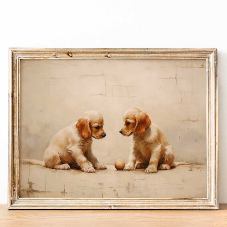 Playful Cocker Spaniel Puppies Vintage Art - Printable Dog Wall Art ...