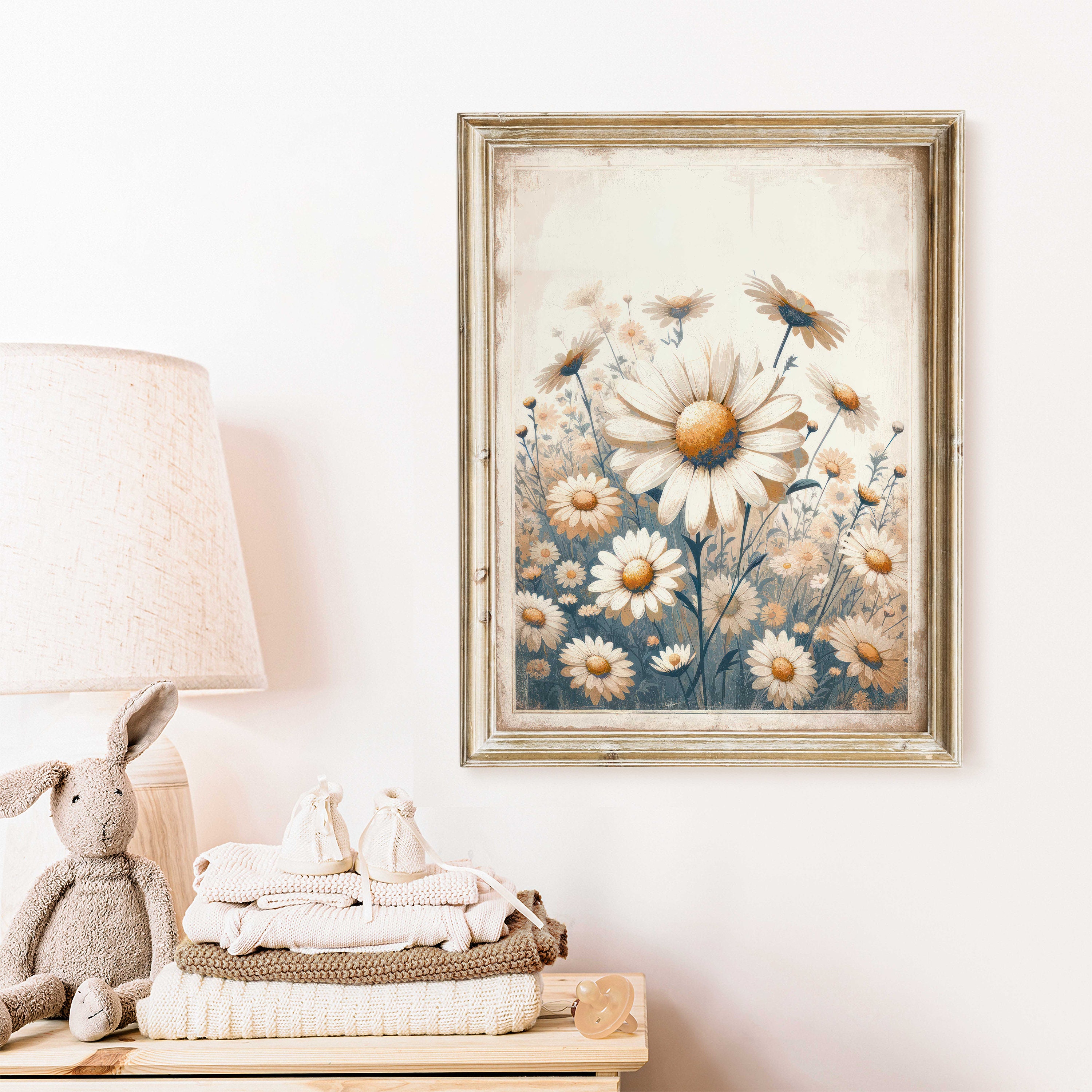 Daisy Flower Print, Vintage Flower Print, Wildflower Nursery Art ...