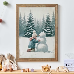 Snowman Print, Girls Room Art, Snowman Nursery Wall Art, Winter Nursery Wall Decor, Christmas Wall Decor, PRINTABLE Christmas Nursery Art