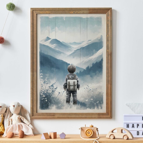 Boy Adventure Nursery, Adventure Toddler Decor, Misty Mountain Nursery Art, Toddler Boys Room Decor, Adventure Theme,Printable Kids Wall Art