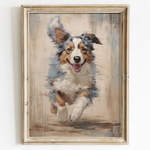 Australian Shepherd Wall Art, Aussie Printable Art, Farmhouse Dog Decor, Aussie Gift, Dog Portrait, Printable Dog Print for Owners