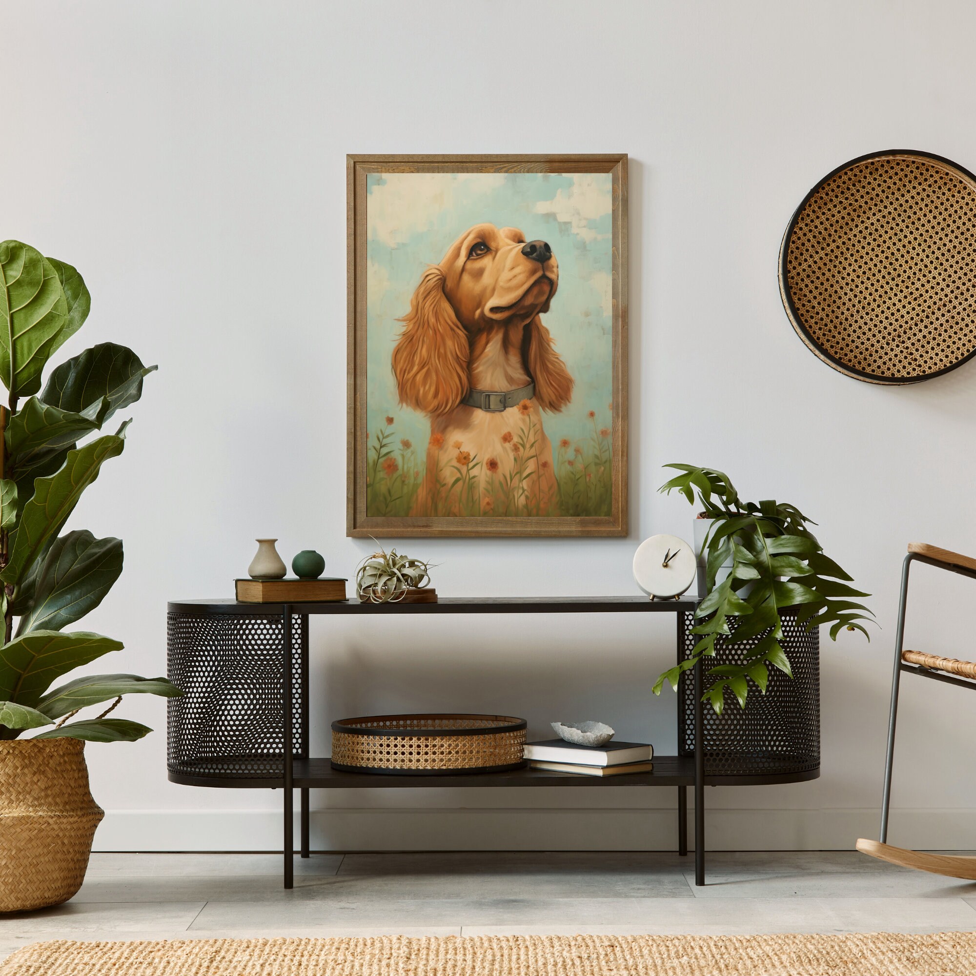 Cocker Spaniel Wall Art - Printable Art - Vintage Dog Portrait Amidst ...