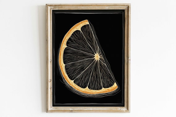 Chic Lemon Slice Chalkboard Wall Art - Bold Citrus Printable