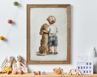 Decoración de pared para habitación de bebé con cocker spaniel, arte de pared para niño y perro, cocker spaniel dorado, póster de perro adorable para niños pequeños, impresión artística imprimible de cocker spaniel.