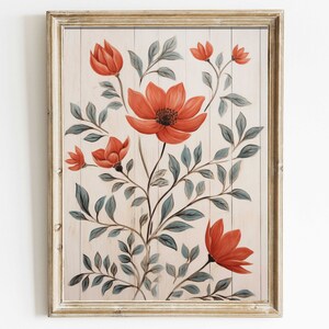 Moderne Bauernhaus-Wandkunst 45,7x61 Cm – Leinwand-Druck Mit Blumen, Rustikalem Design Für Wohnzimmer & Schlafzimmer