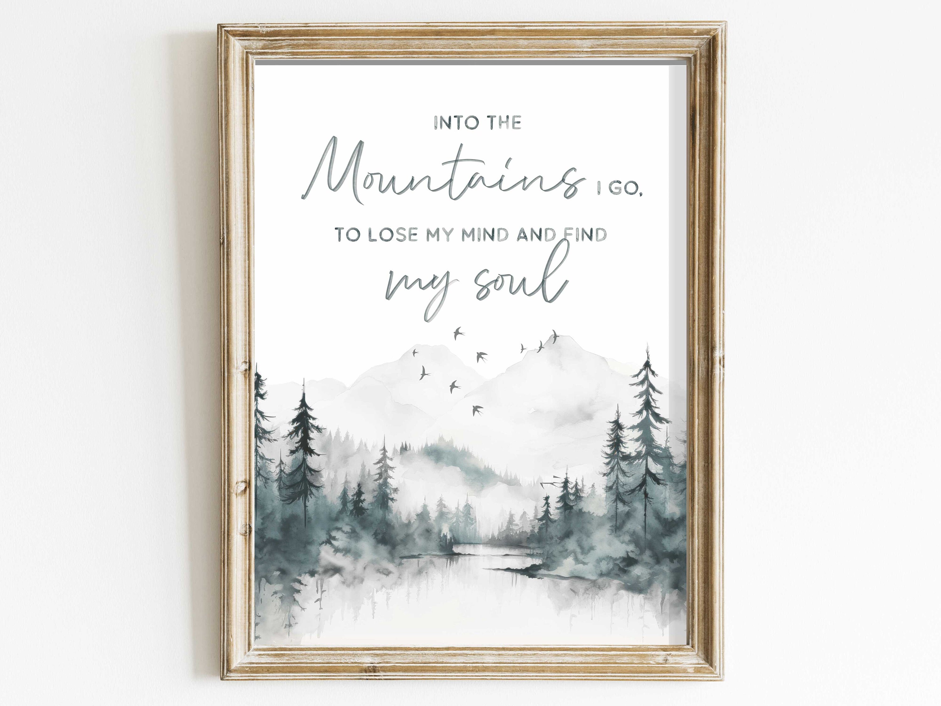 Into the Mountains I Go Quote Wall Art Adventure &amp; Hiking - Etsy