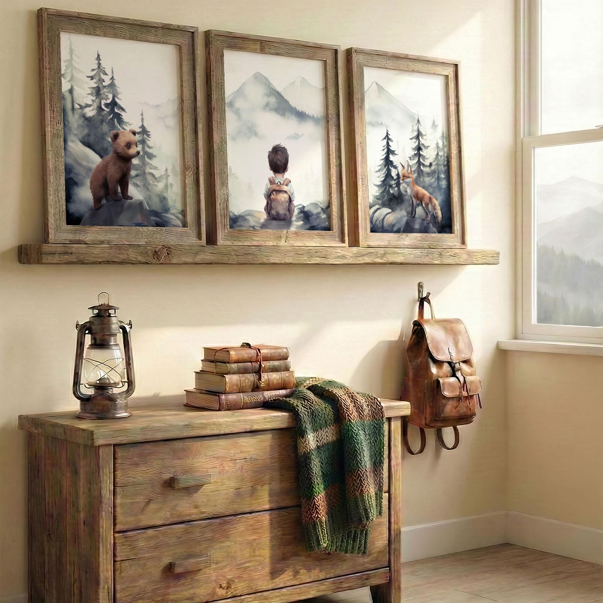 Woodland Nursery Fox & Bear Decor, Forest Animal Prints, Set of 3 ...