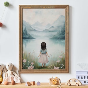 Girl Adventure Decor, Girly Wall Art Print, Vintage Nursery Art, Girls Room Decor, Wildflower Nursery Print, Printable Girl Wall Art