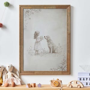 Golden Retriever Nursery Decor, Sketch Art, Golden Retriever Pencil Drawing,Girl Room Dog Decor, Golden Retriever Print,PRINTABLE Dog Art