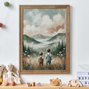 Brothers Room Decor, Boys Adventure Print, Boys Room Wall Art, Nature Wall Art Kids, Rustic Nursery, Printable Mountain Nursery Decor
