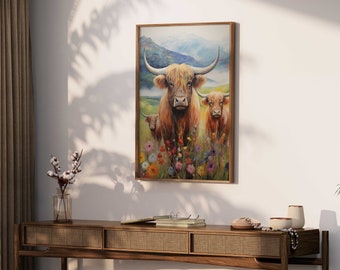 Stampa di cavalli vintage / Stampa artistica equestre / Arte contadina / Stampa artistica neutra di animali da fattoria / Dipinto di cavalli vintage / STAMPABILE / E683 - Italia