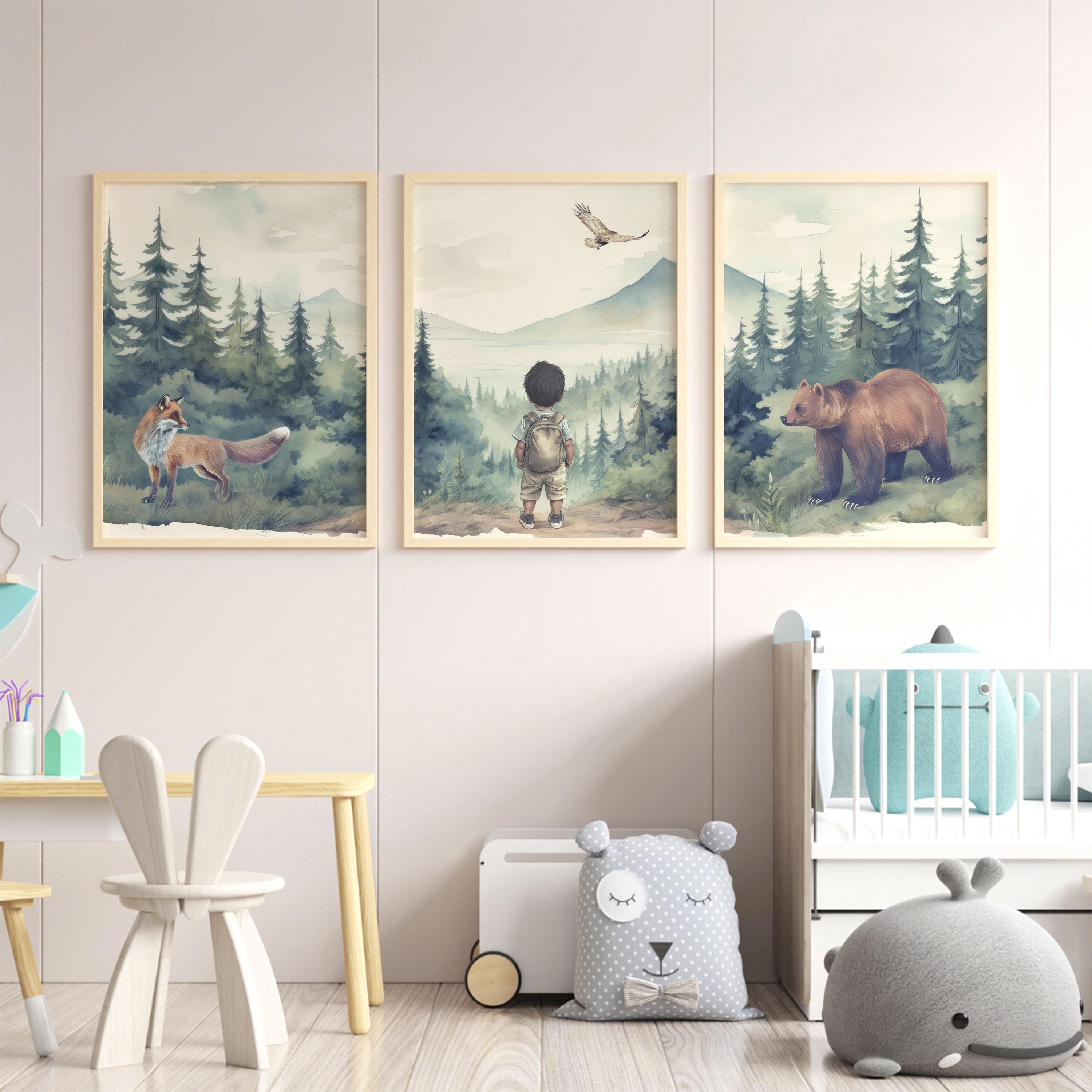 Woodland Nursery Art, Woodland Animal Decor, Eagle Bear & Fox Print ...
