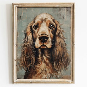 Cocker Spaniel Decor, Vintage Cocker Spaniel Wall Art, Printable Dog Decor, Spaniel Portrait, Gift for Dog Lovers and Spaniel Owners
