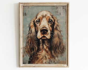 Cocker Spaniel Decor, Vintage Cocker Spaniel Wall Art, Printable Dog Decor, Spaniel Portrait, Gift for Dog Lovers and Spaniel Owners