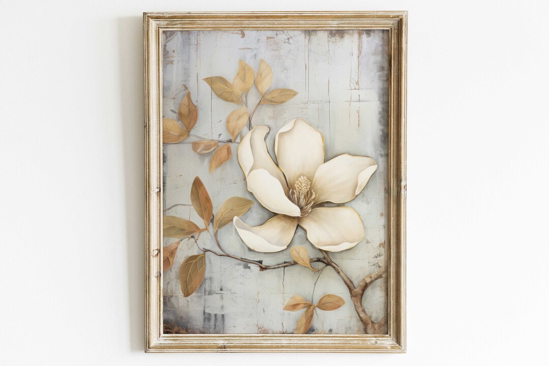 Magnolia Print, Rustic Floral Wall Art, Magnolia Wall Art, Farmhouse