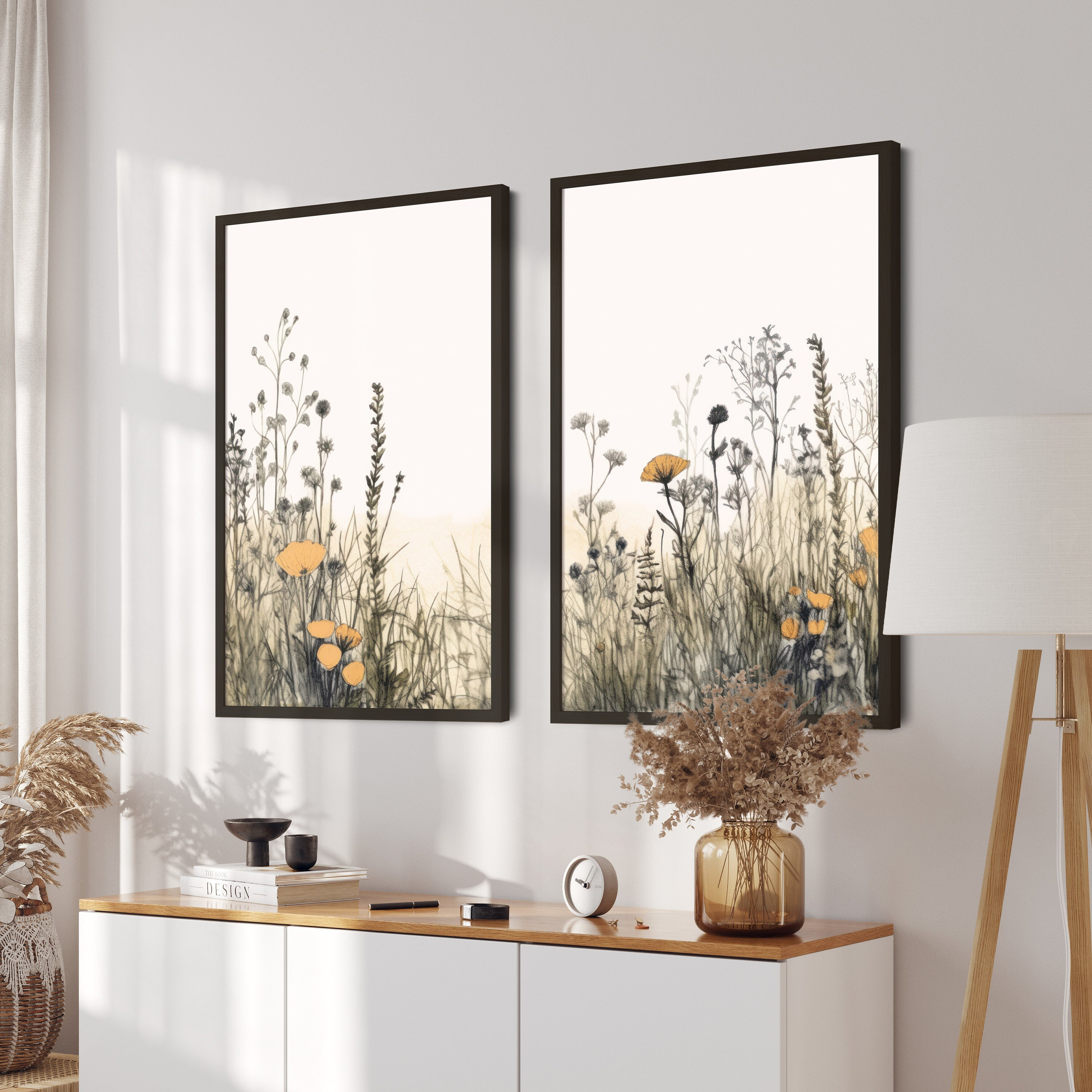 Wildflower Field Art, Watercolor Wildflower Wall Art, Flower Prints Set ...