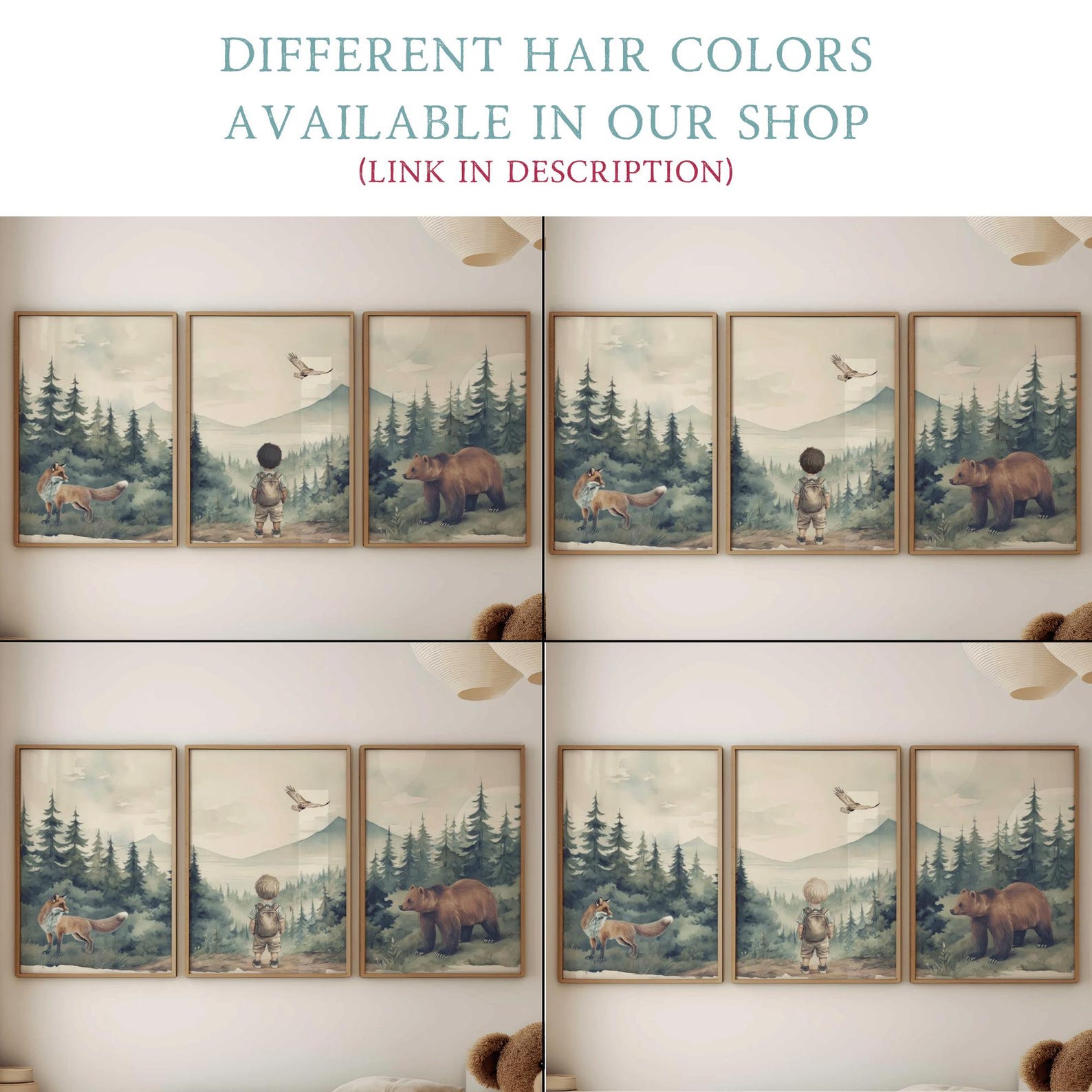 Woodland Nursery Art, Woodland Animal Decor, Eagle Bear & Fox Print ...