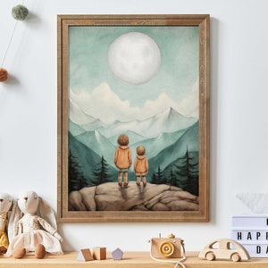Impression de chambre de soeurs, art mural de soeur, art de sororité, fille de déco d&#39;aventure pour tout-petits, peinture de chambre d&#39;enfants, art imprimable de chambre de filles