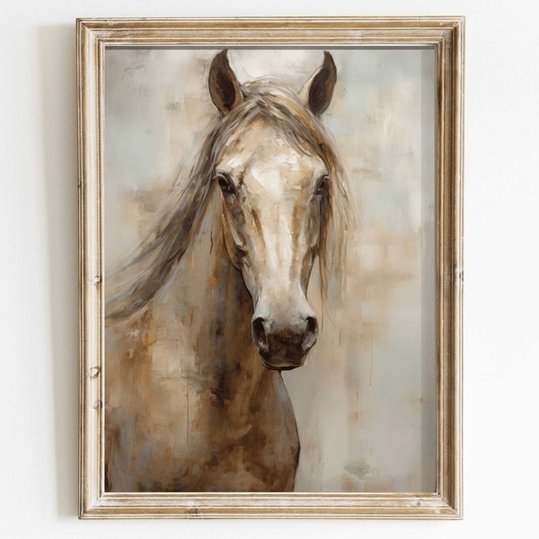 Vintage Horse Print Wall Art, Equestrian Home Decor, Horse Portrait Painting, Horse Lover Gift, Vintage Animal Prints, Digital Printable Art