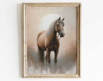 Vintage Horse Painting, Horse Owner Gift, Farmhouse Decor, Equestrian Art, Horse Wall Art, Horse Gifts Women, PRINTABLE Horse Wall Decor