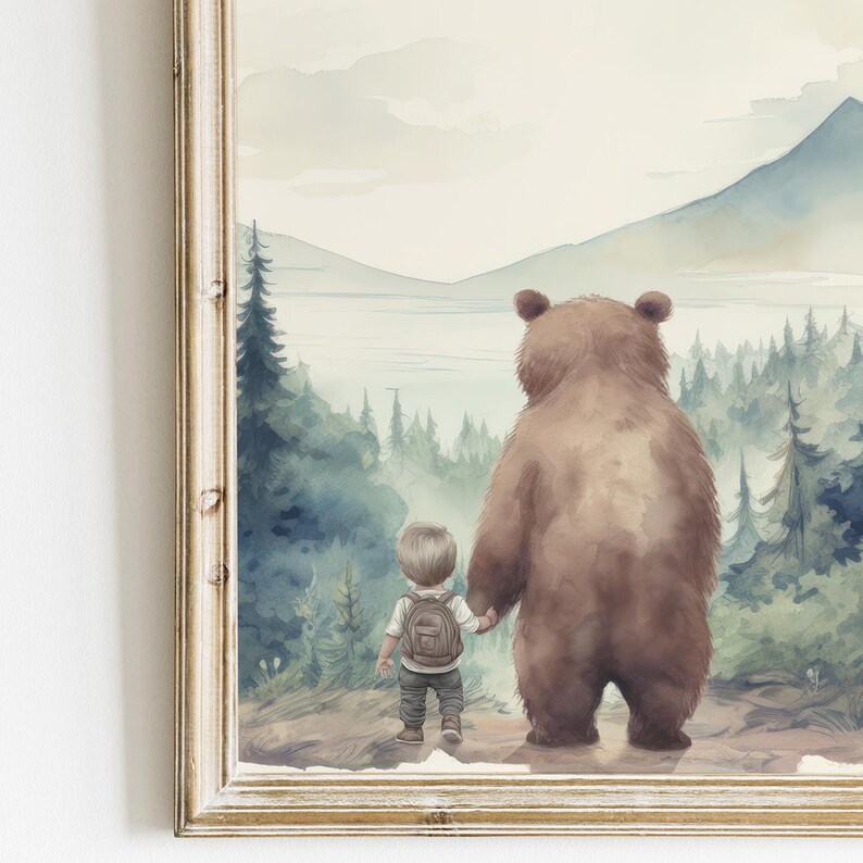 Bear Nursery Decor, Forest Wall Art Set of 3, Brown Bear Kids Prints ...