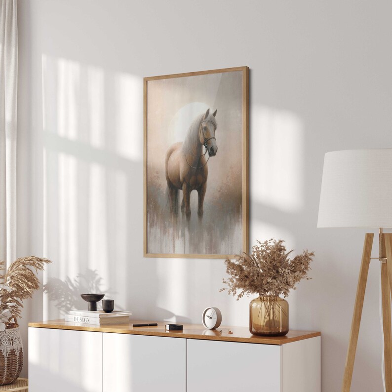 Vintage Horse Painting, Horse Owner Gift, Farmhouse Decor, Equestrian Art, Horse Wall Art, Horse Gifts Women, PRINTABLE Horse Wall Decor image 4