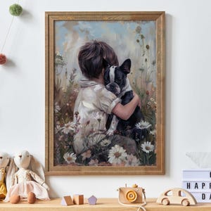 Boston Terrier Nursery Decor, Boy Dog Nursery Art, Boston Terrier Print Kids, Dog Boy Painting, Boy Room Dog Decor, Printable Dog Wall Art
