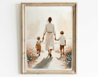Mother and Sons Print, Two Sons, Brother Wall Art, Family Wall Art, Mother Son Bond, Two Boys Print, Boy Mother Gift, Printable Family Art
