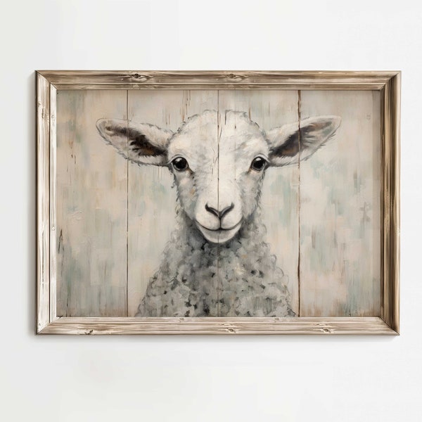 Lamb Art Print, Sheep Art, Vintage Animal Print, Farm Animal Wall Art, Farmhouse Home Decor, Vintage Country Wall Decor, PRINTABLE Art