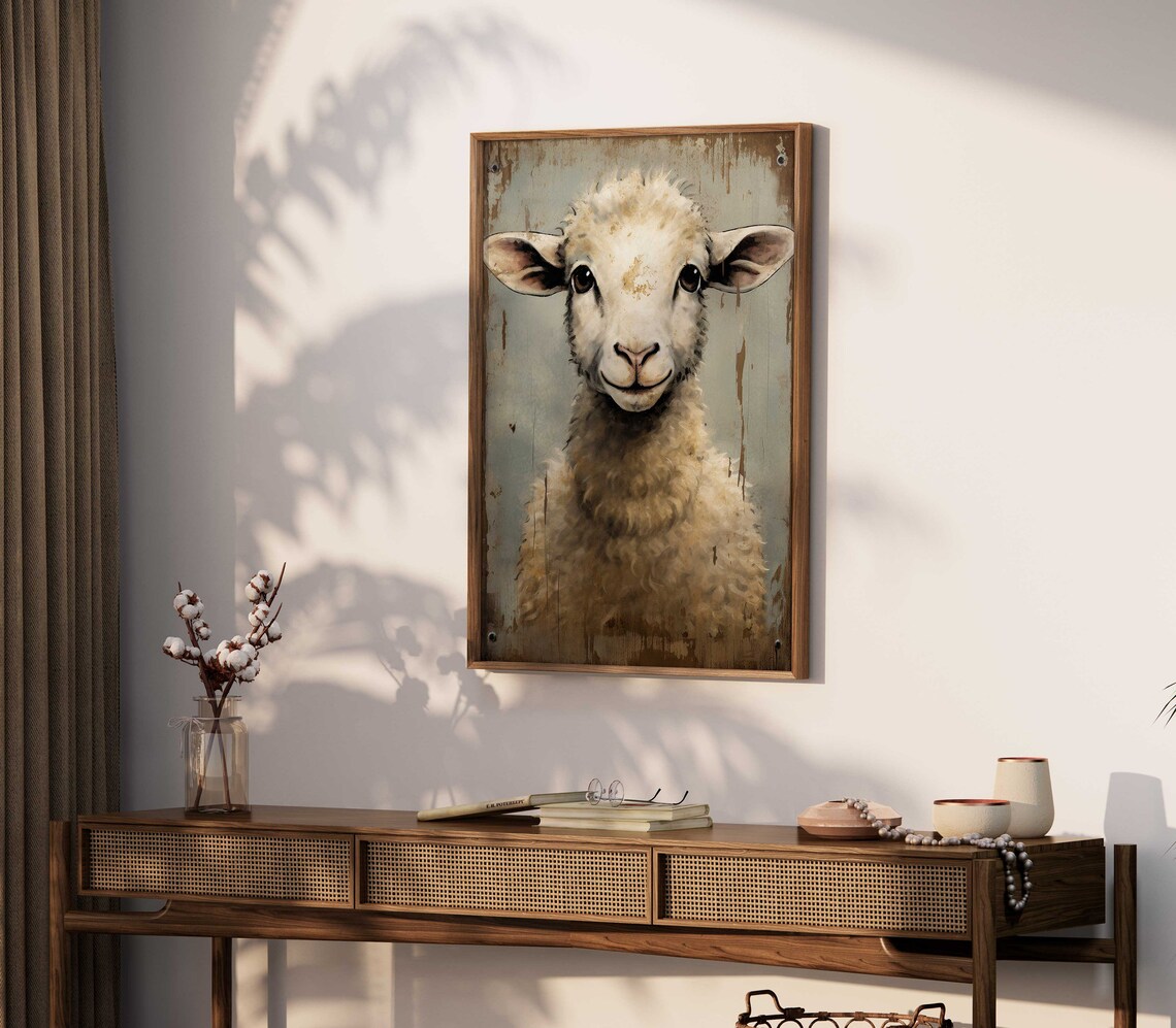 Sheep Art Print, Vintage Animal Print, Farm Animal Wall Art, Farmhouse ...