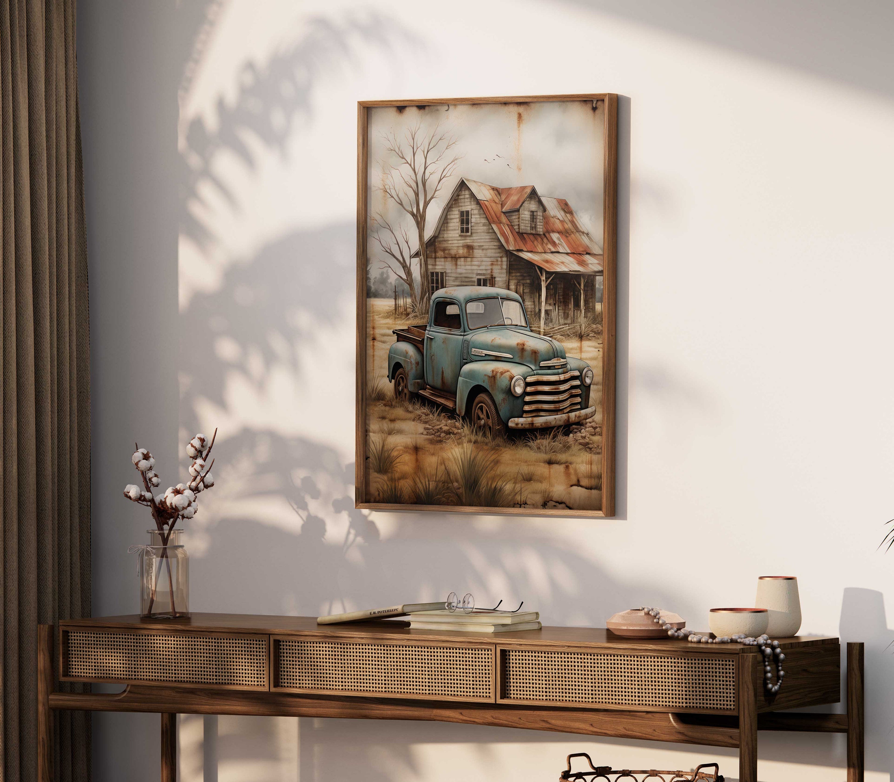 Poster Su Tela LevvArts Con Auto D'Epoca E Ingranaggi – Set Di 5 Pannelli, Stampe Rustiche Per Uomo, Decorazione Da Parete Per Camera, Ufficio, Garage, Arancione, 30x81 Cm