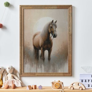 Vintage Horse Painting, Horse Owner Gift, Farmhouse Decor, Equestrian Art, Horse Wall Art, Horse Gifts Women, PRINTABLE Horse Wall Decor image 2