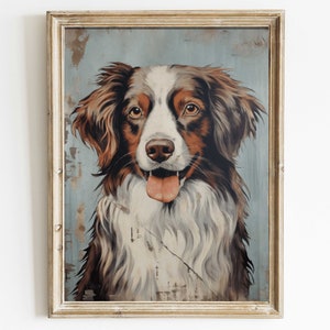 Australian Shepherd Decor, Australian Shepherd Gift, Dog Decor, Gift for Dog Lovers and Aussie Owners, Printable Dog Portrait