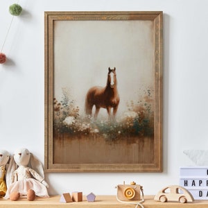 Vintage Horse Painting, Horse Owner Gift, Farmhouse Decor, Equestrian Art, Horse Wall Art, Horse Gifts Women, PRINTABLE Horse Wall Decor image 2