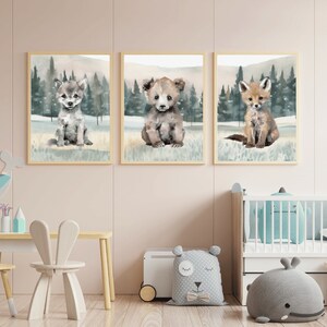 Woodland Baby Animal Nursery Wall Art, Bear, Wolf & Fox Prints ...
